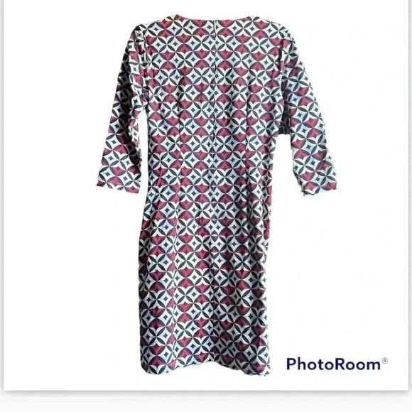 J. McLaughlin Sophia geometric Wellington Dress Small Blue Red Catalina … - Picture 3 of 5